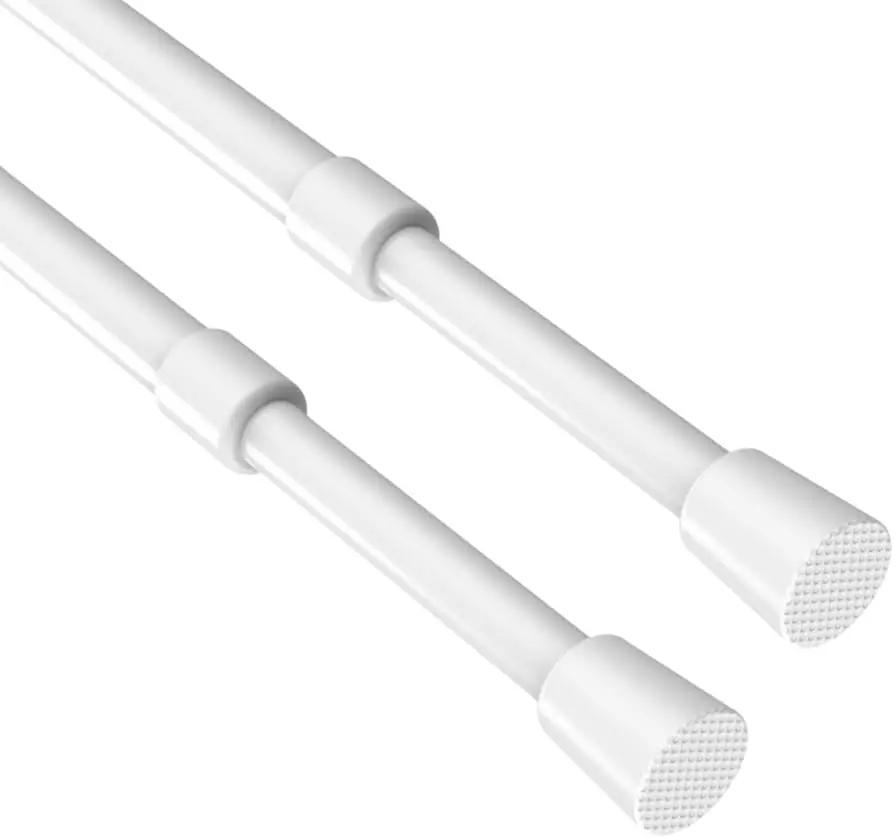 Adjustable No Drill Curtain Rods 2 Pack, 28-48 Inch White Spring Tension Rods for Windows, Bathroom, Kitchen
Adjustable No Drill Curtain Rods 2 Pack, 28-48 Inch White Spring Tension Rods for Windows, Bathroom, Kitchen