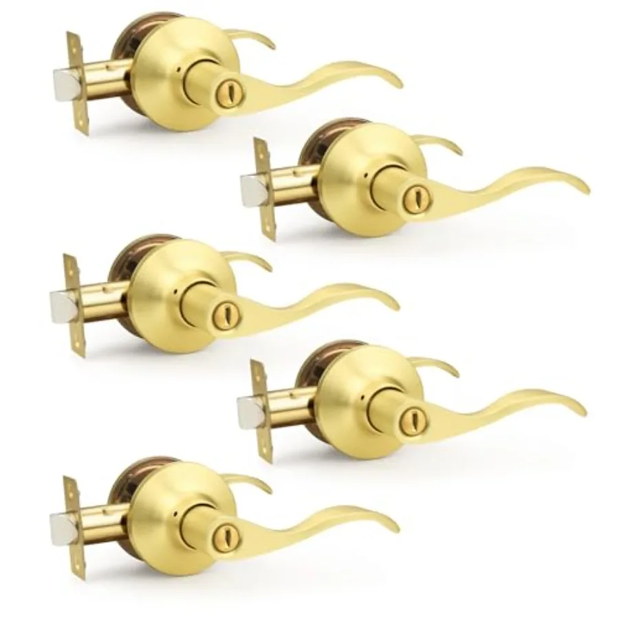 Gold Door Handle Wave Privacy Door Lever Brushed Gold Door Handles Interior with Lock for Bedroom Bathroom Reversilble for Left
Gold Door Handle Wave Privacy Door Lever Brushed Gold Door Handles Interior with Lock for Bedroom Bathroom Reversilble for Left