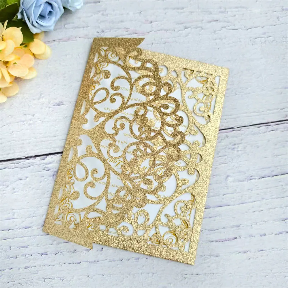 Glittery Gold Invitation Card Pocket Envelope For Wedding Sweet 16 Quinceañera Birthday Party Greeting Card Holder 50 sets
Glittery Gold Invitation Card Pocket Envelope For Wedding Sweet 16 Quinceañera Birthday Party Greeting Card Holder 50 sets