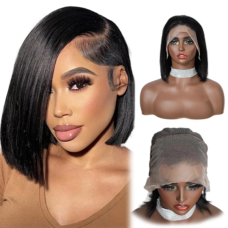 13x4 Lace Frontal Wig 150% Density 100% Human Hair 10-16inch Black Bob Wig Pre Plucked Natural Hairline Wig Women Short Straight
13x4 Lace Frontal Wig 150% Density 100% Human Hair 10-16inch Black Bob Wig Pre Plucked Natural Hairline Wig Women Short Straight