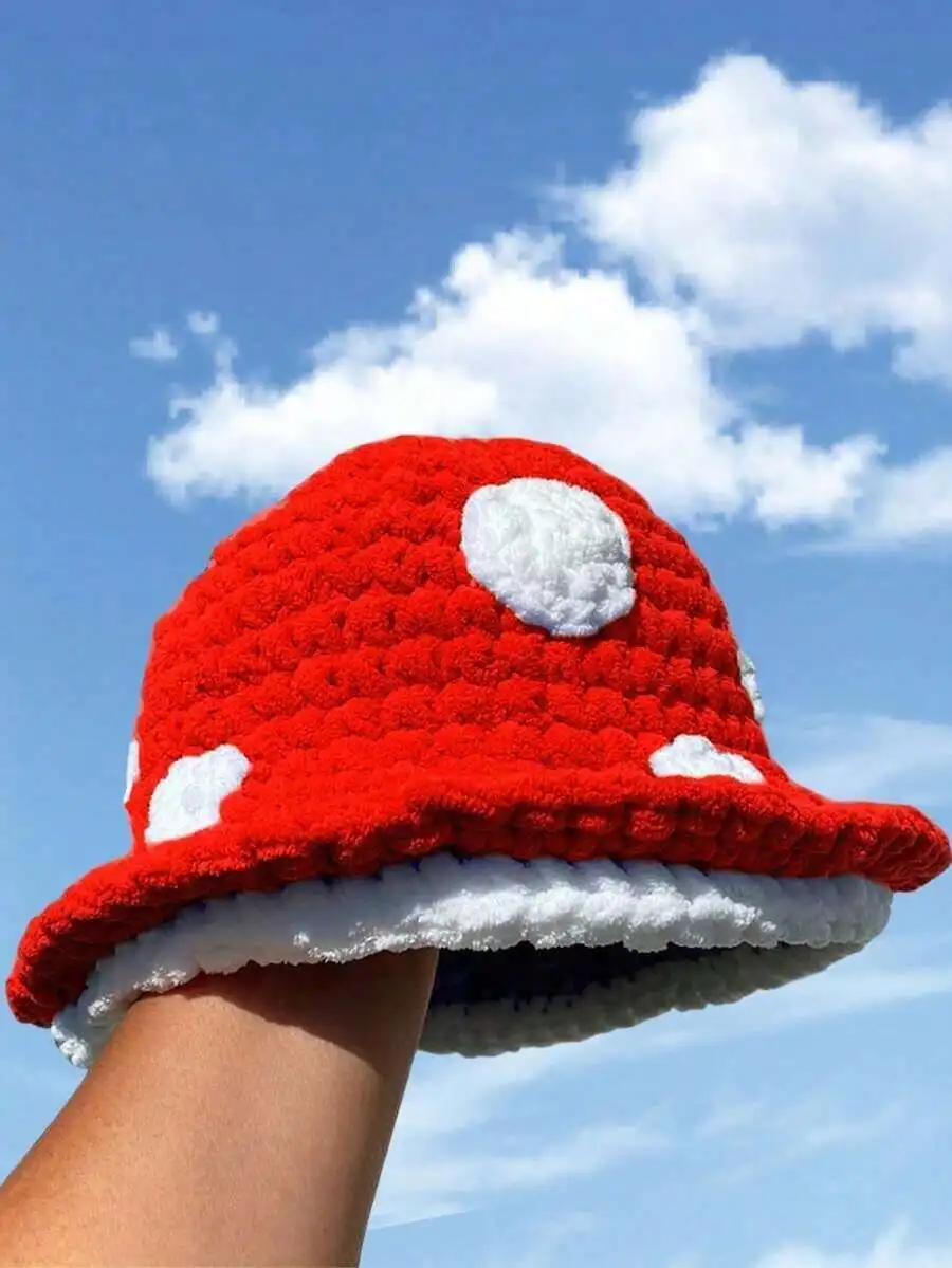 Handmade Crochet Mushroom Bucket Hat For Women, Red With White Spots, Warm Autumn Winter Accessory
Handmade Crochet Mushroom Bucket Hat For Women, Red With White Spots, Warm Autumn Winter Accessory
