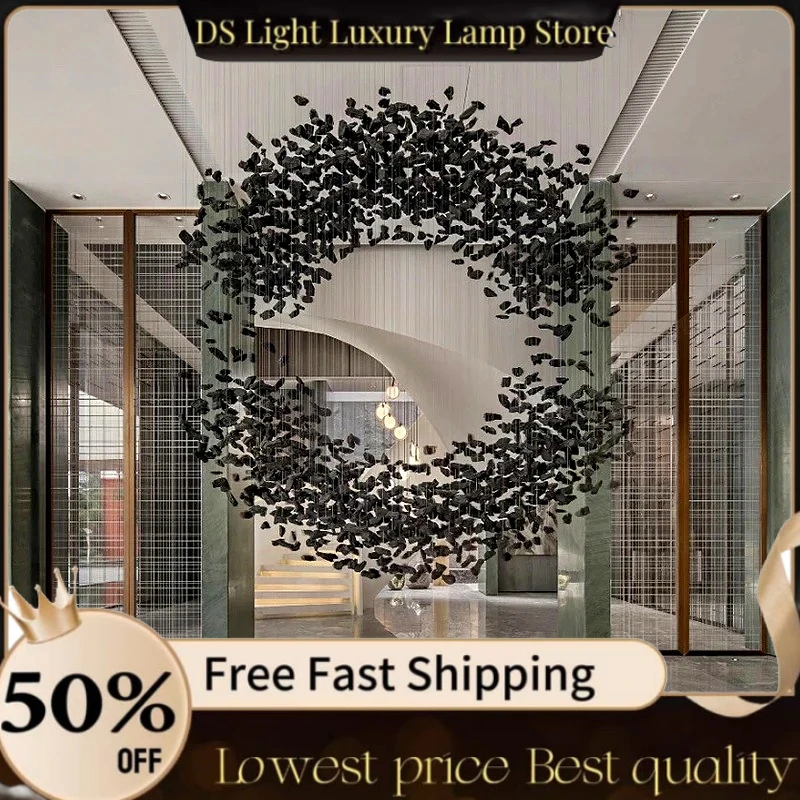 Black Art Luxury Stone Crystal Chandelier For Staircase Hallway Lobby Modern Cristal LED Hanging Lamp Home Indoor Light Fixtures
Black Art Luxury Stone Crystal Chandelier For Staircase Hallway Lobby Modern Cristal LED Hanging Lamp Home Indoor Light Fixtures
