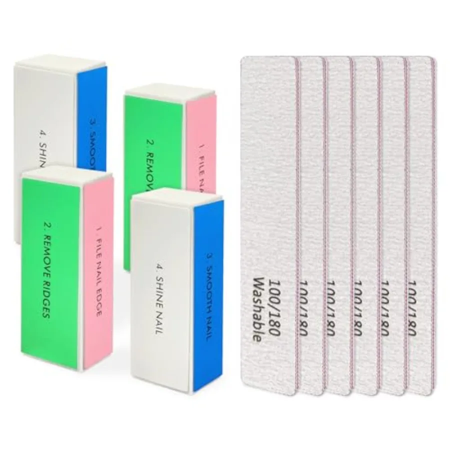 Professional Nail Files and Buffers Kit, Nail Sponge Buffer Blocks and 100/180 Grit Nail Files Set for Fingernail and Acrylic N
Professional Nail Files and Buffers Kit, Nail Sponge Buffer Blocks and 100/180 Grit Nail Files Set for Fingernail and Acrylic N