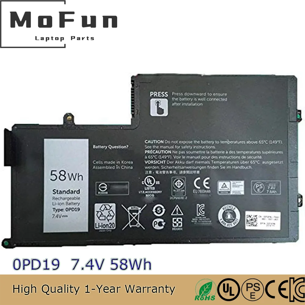 Оригинальный аккумулятор для ноутбука 0PD19 7,4 В 58 Втч для Dell Inspiron 14 15 5445 5447 5448 5547 5548 Latitude 3450 3550
Оригинальный аккумулятор для ноутбука 0PD19 7,4 В 58 Втч для Dell Inspiron 14 15 5445 5447 5448 5547 5548 Latitude 3450 3550