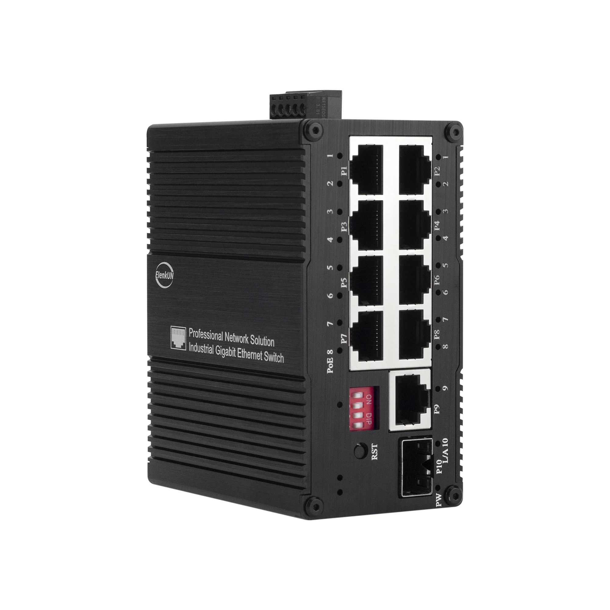 Industrial 9 RJ45+1 SFP Gigabit Switch Unmanaged DIN Rail Mount 9-Port Ethernet Swith 10/100/1000Mbps10/100/1000Mbps Aluminum
Industrial 9 RJ45+1 SFP Gigabit Switch Unmanaged DIN Rail Mount 9-Port Ethernet Swith 10/100/1000Mbps10/100/1000Mbps Aluminum