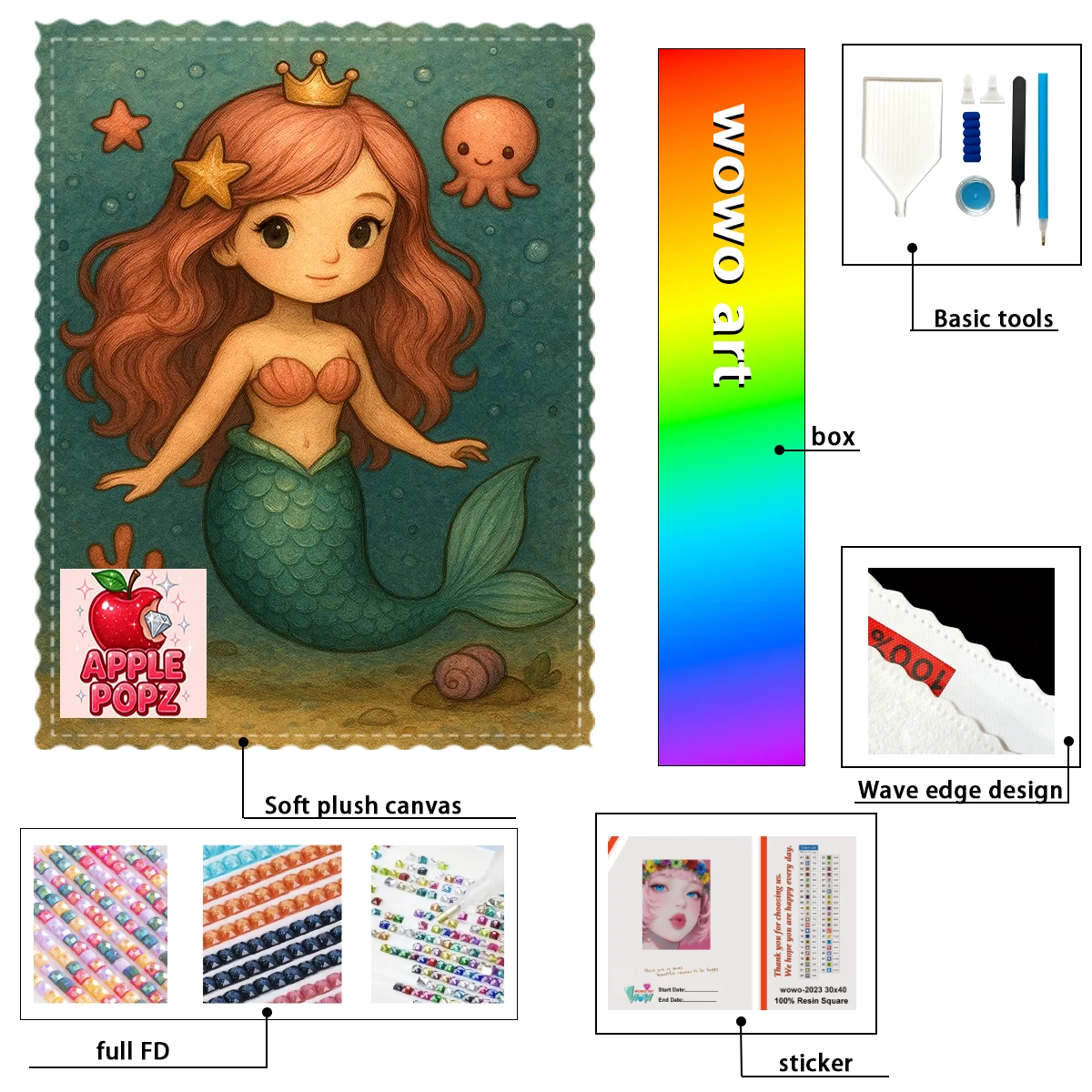 【Apple popz Diamond Art】Sirena y calamar Resin FD &AB &CR & MT are dazzlingly intertwined With flocking
【Apple popz Diamond Art】Sirena y calamar Resin FD &AB &CR & MT are dazzlingly intertwined With flocking
