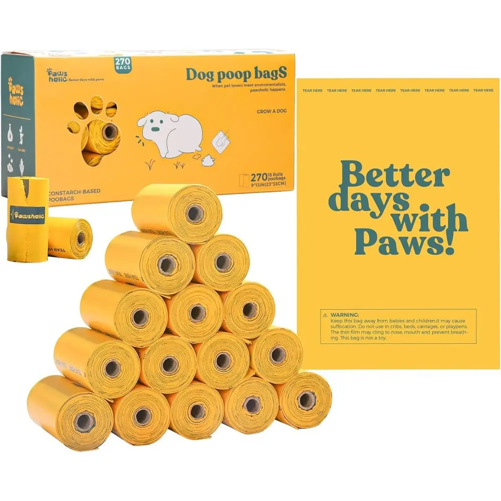 Extra Thick & Leak-Proof Dog Waste Bags, 270 Count, 18 Rolls, Unscented, Cornstarch-Based, Suitable for All Dog Sizes
Extra Thick & Leak-Proof Dog Waste Bags, 270 Count, 18 Rolls, Unscented, Cornstarch-Based, Suitable for All Dog Sizes