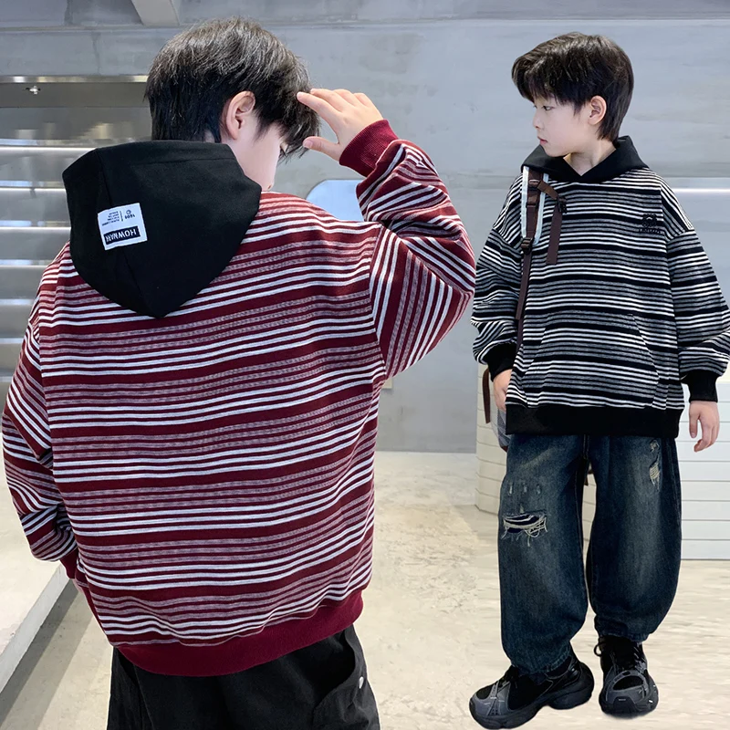New Autumn Children Cotton Striped Sweatshirt with Hood for Teenage Boys School Casual Clothing Kids Stylish Hoodies Age 5 To 14
New Autumn Children Cotton Striped Sweatshirt with Hood for Teenage Boys School Casual Clothing Kids Stylish Hoodies Age 5 To 14