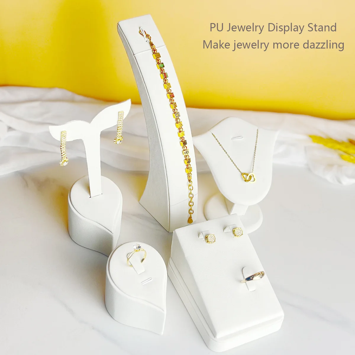 PU Leather Jewelry Display Stand Necklace Earring Ring Holder Jewelry Shop Photography Showcase Prop
PU Leather Jewelry Display Stand Necklace Earring Ring Holder Jewelry Shop Photography Showcase Prop