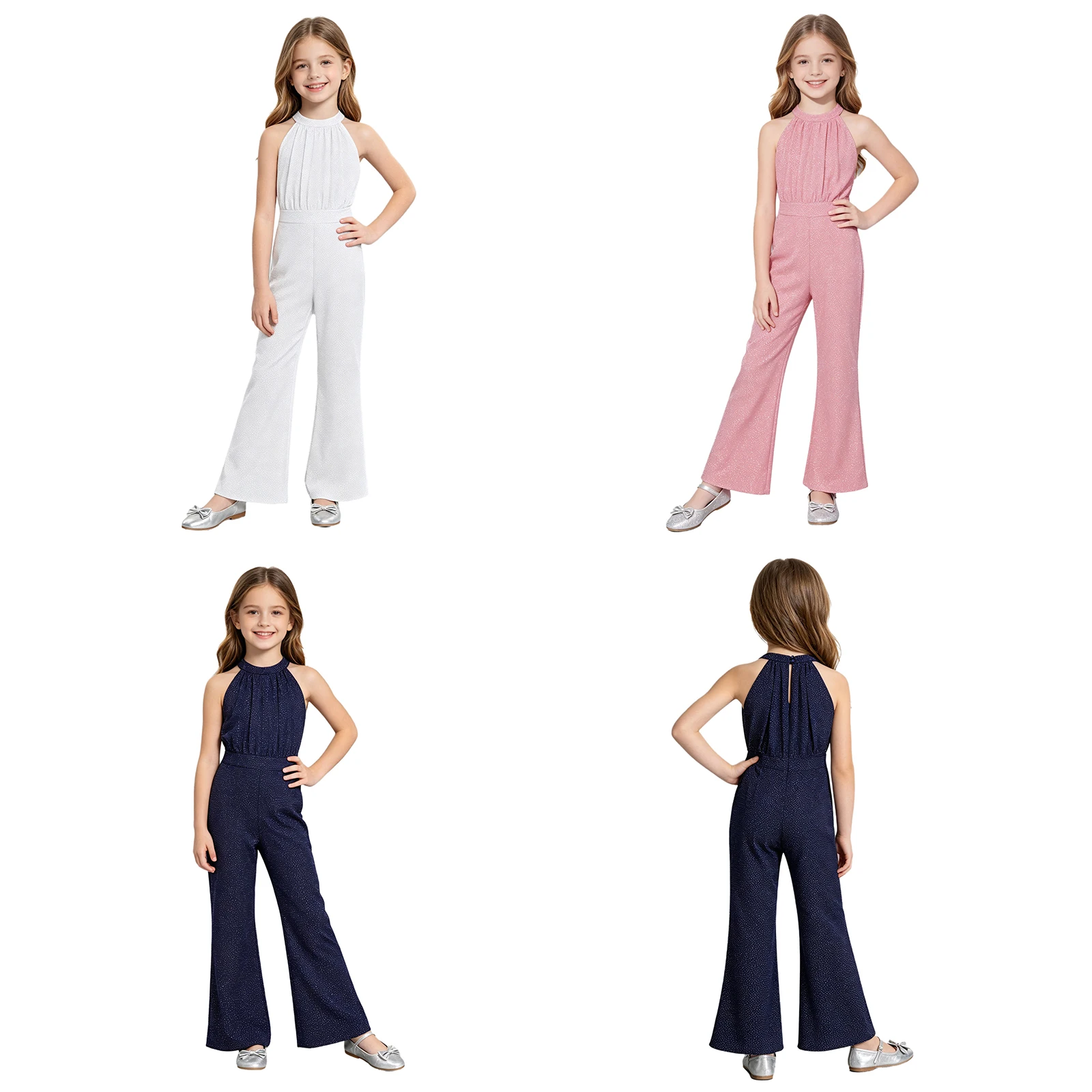 Childern Modern Lyrical Dance Jumpsuits Kids Girls Glittery Jumpsuit Halter Sleeveless Wide Leg Jumpsuit Shiny Party Rompers
Childern Modern Lyrical Dance Jumpsuits Kids Girls Glittery Jumpsuit Halter Sleeveless Wide Leg Jumpsuit Shiny Party Rompers