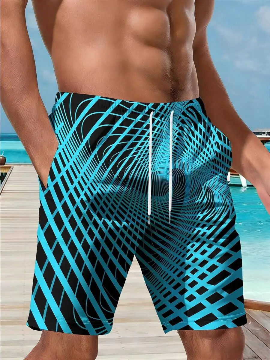 Mens Beach Shorts 3D Print Blue Black Geometric Optical Illusion Swim Trunks
Mens Beach Shorts 3D Print Blue Black Geometric Optical Illusion Swim Trunks