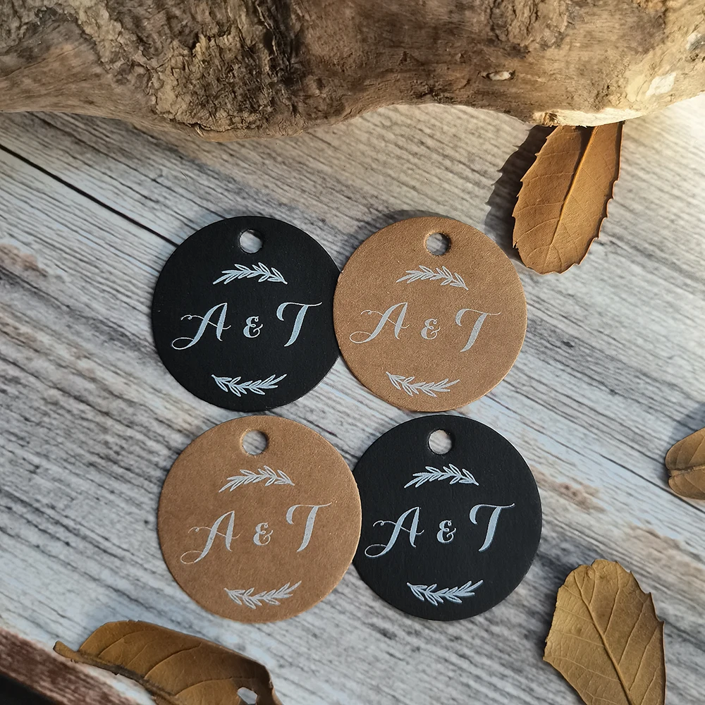 BY51-35mm Diameter 35mm Kraft/Black Paper Label Customize Your Name And Date Wedding Gift Price Tags For The Store 
BY51-35mm Diameter 35mm Kraft/Black Paper Label Customize Your Name And Date Wedding Gift Price Tags For The Store
