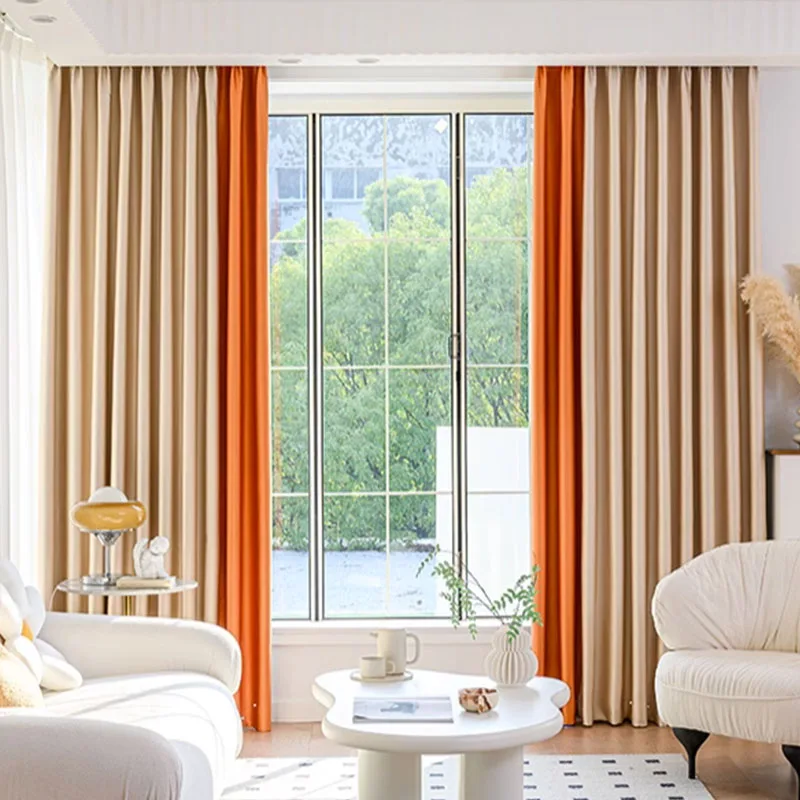 Modern Soundproof Curtains Linen Cream Orange Spliced Curtains for Living Dining Room Blackout Curtains Bedroom Thicken Curtains
Modern Soundproof Curtains Linen Cream Orange Spliced Curtains for Living Dining Room Blackout Curtains Bedroom Thicken Curtains