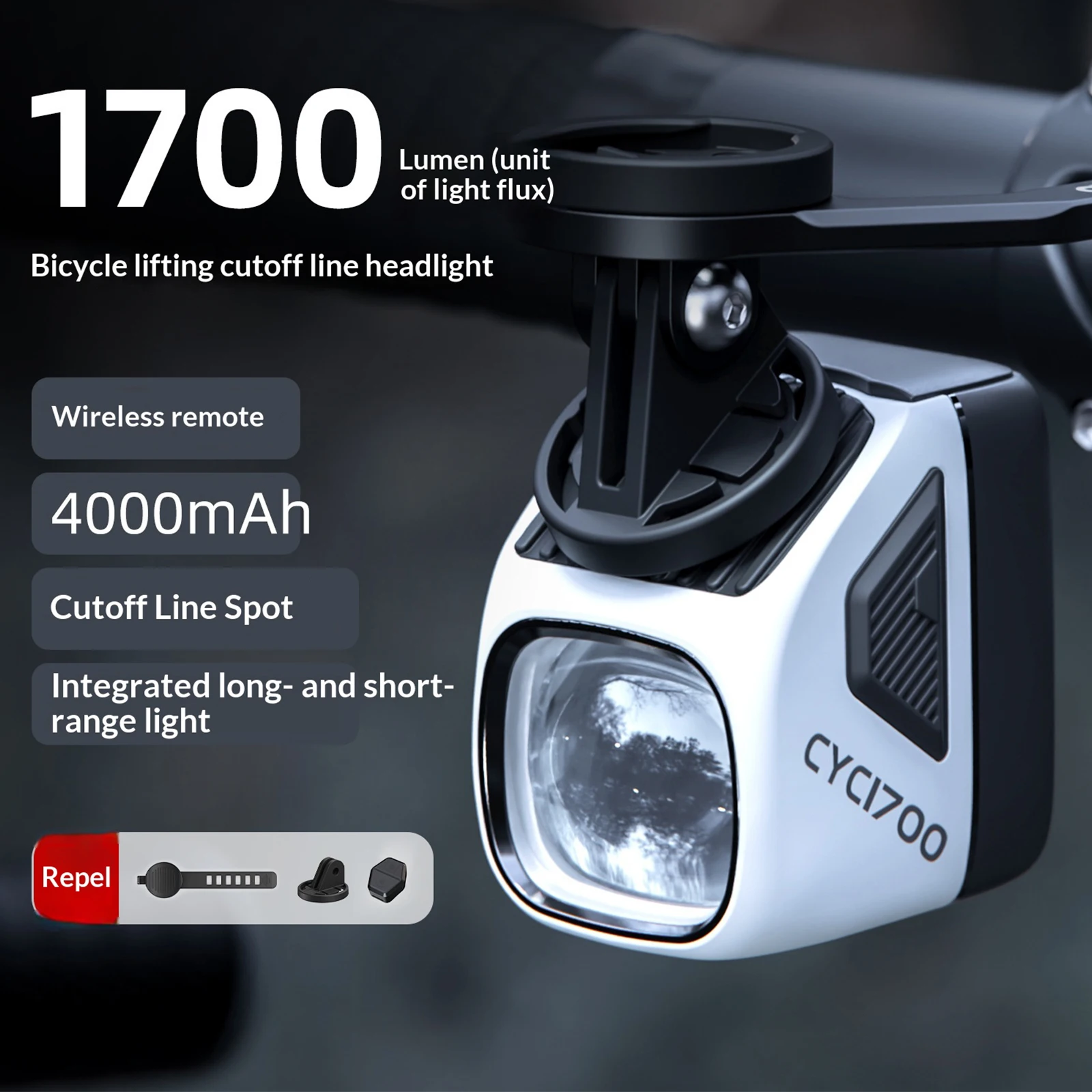 For CYCLAMI CYC1700 High Brightness Cutoff Line Front Light 4000mAh Aluminum Alloy Bike Head Lamp Mountable Cycling Headlights
For CYCLAMI CYC1700 High Brightness Cutoff Line Front Light 4000mAh Aluminum Alloy Bike Head Lamp Mountable Cycling Headlights
