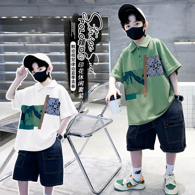 Boys Clothing Summer Set Child Fashion Short Sleeve Polo Shirt & Denim Shorts 2 Piece Suit Teens Kids Top and Bottom Clothes Set
Boys Clothing Summer Set Child Fashion Short Sleeve Polo Shirt & Denim Shorts 2 Piece Suit Teens Kids Top and Bottom Clothes Set