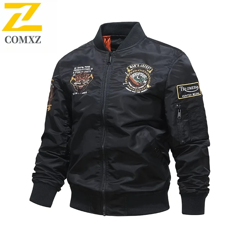Mens MA1 Bomber Jacket Spring Autumn American Style Embroidered Baseball Coat Solid Color Sportswear Military Tactic Outerwear
Mens MA1 Bomber Jacket Spring Autumn American Style Embroidered Baseball Coat Solid Color Sportswear Military Tactic Outerwear