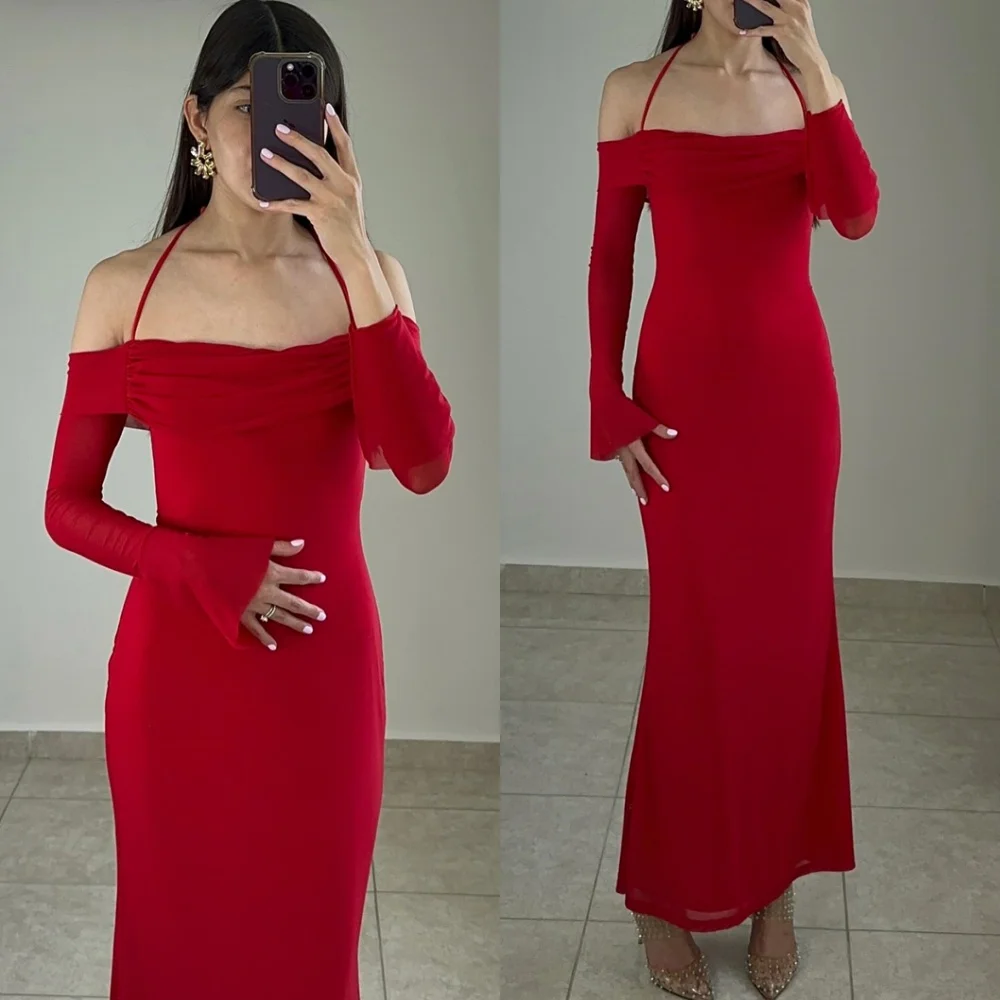 Customized Mermaid Formal Red Evening Dresses Exquisite Off the Shoulder Long Sleeves Homecoming Dresses Modern Prom Dress
Customized Mermaid Formal Red Evening Dresses Exquisite Off the Shoulder Long Sleeves Homecoming Dresses Modern Prom Dress