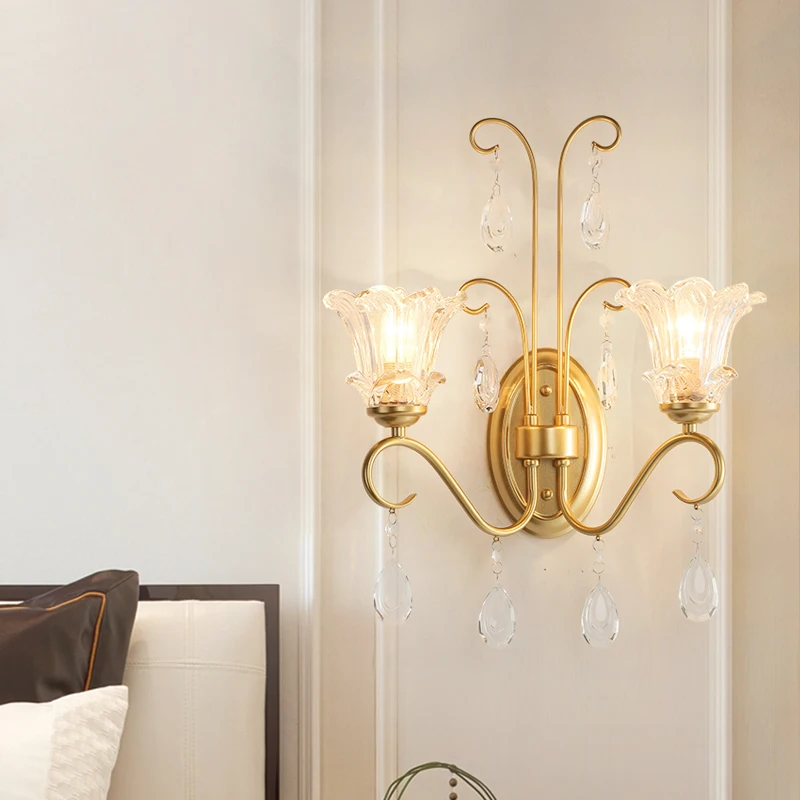 European Style Wall Lamp Hotel Bedroom Corridor Glass Lampshade Wall Lamp American Style Living Room Crystal Wall Light
European Style Wall Lamp Hotel Bedroom Corridor Glass Lampshade Wall Lamp American Style Living Room Crystal Wall Light