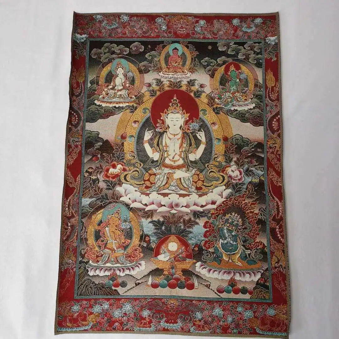 36" Tibet Tibetan Cloth Silk 4 Arm Guanyin Kwan-yin Tangka Thangka Mural
36" Tibet Tibetan Cloth Silk 4 Arm Guanyin Kwan-yin Tangka Thangka Mural