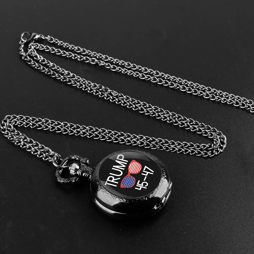 Trump 45-47 Design Glass Dome Quartz Pocket Watch with Durable Chain Arabic Numeral Dial for Men and Women Creative Gifts
Trump 45-47 Design Glass Dome Quartz Pocket Watch with Durable Chain Arabic Numeral Dial for Men and Women Creative Gifts