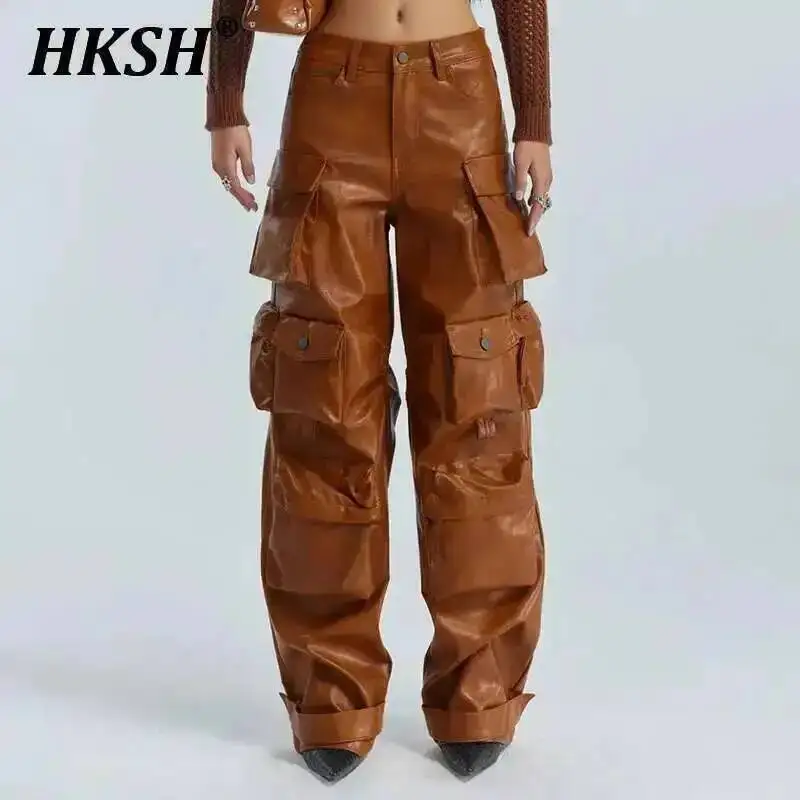 HKSH Multi Pocket PU Leather Cargo Pants Autumn New Women Safari Style Personalized Spliced Loose Casual Wide Leg Trousers H2939
HKSH Multi Pocket PU Leather Cargo Pants Autumn New Women Safari Style Personalized Spliced Loose Casual Wide Leg Trousers H2939
