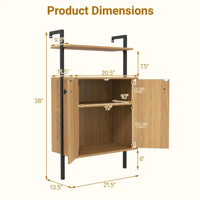 2-Door Wall Mount Bookshelf with Storage Cabinet-Natural
2-Door Wall Mount Bookshelf with Storage Cabinet-Natural