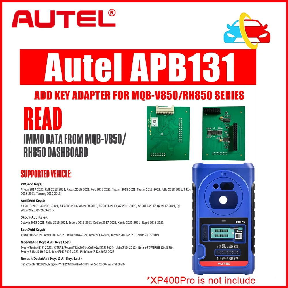 Новейший адаптер Autel APB131 для VW MQB с дополнительным ключом, Nissan и Renault, все ключи потерянные, работа с XP400 PRO
Новейший адаптер Autel APB131 для VW MQB с дополнительным ключом, Nissan и Renault, все ключи потерянные, работа с XP400 PRO