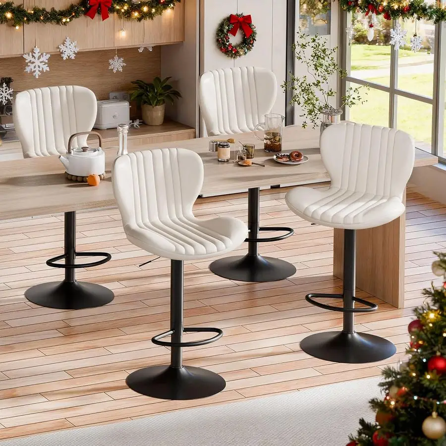 Bar Stools Set of 4 Modern Swivel Bar Chairs, Counter Height Faux Leather Metal Barstools, Upholstered Island Chairs with Back
Bar Stools Set of 4 Modern Swivel Bar Chairs, Counter Height Faux Leather Metal Barstools, Upholstered Island Chairs with Back