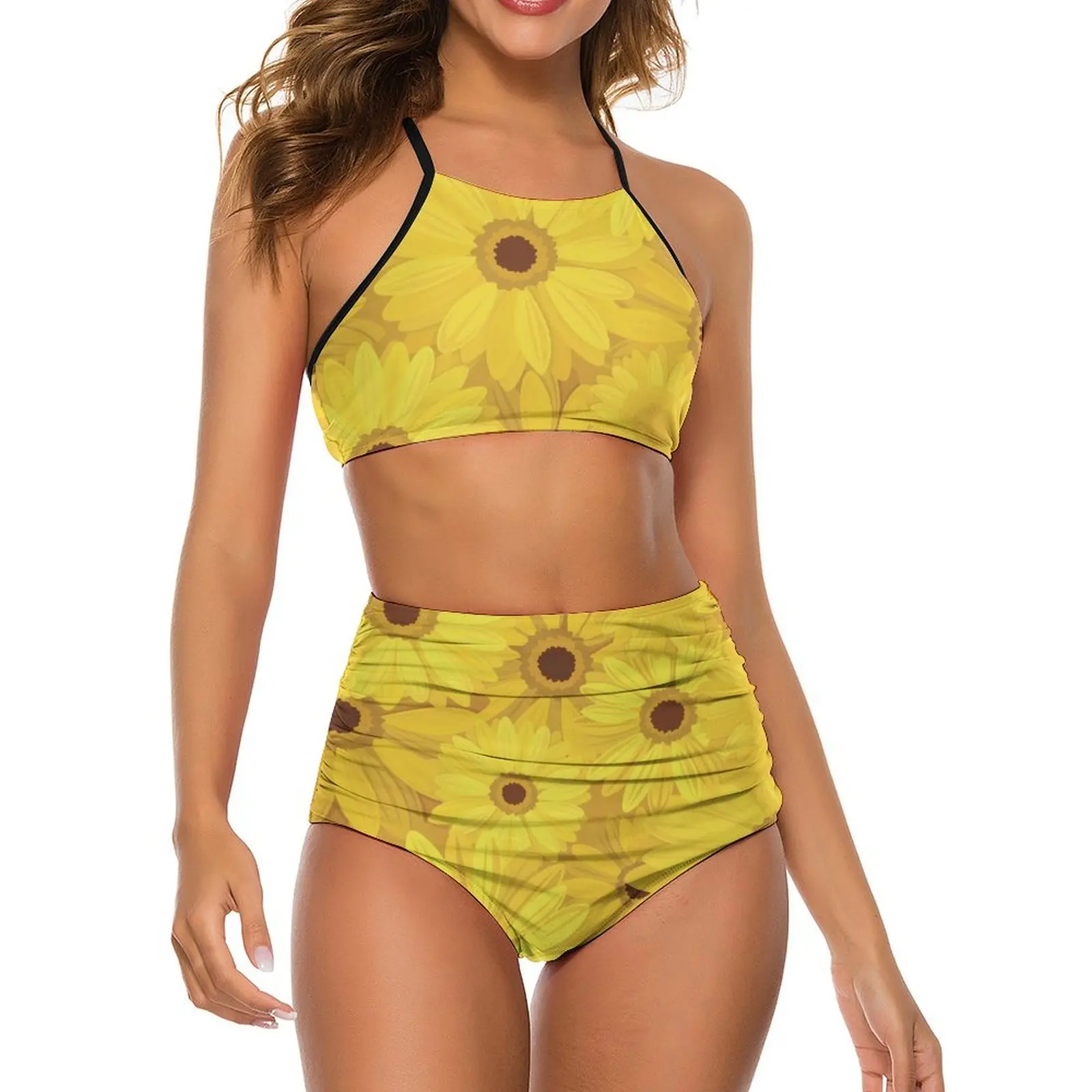 Sexy Sunflower Print Bikini Swimsuit Yellow Gerbera Flowers Simple Swimwear High Waist Design Bikinis Set String Swimsuits
Sexy Sunflower Print Bikini Swimsuit Yellow Gerbera Flowers Simple Swimwear High Waist Design Bikinis Set String Swimsuits
