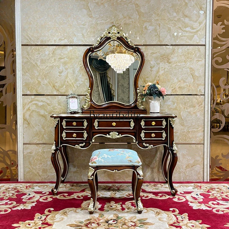 dressing stool, European court luxury solid wood carved curved with drawers dressing table
dressing stool, European court luxury solid wood carved curved with drawers dressing table