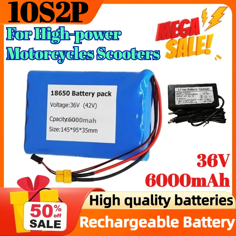 36V 10S2P 6000mAh 18650 Li-Ion Rechargeable Battery Pack for High-power Motorcycles Scooters Rechargeable Battery
36V 10S2P 6000mAh 18650 Li-Ion Rechargeable Battery Pack for High-power Motorcycles Scooters Rechargeable Battery