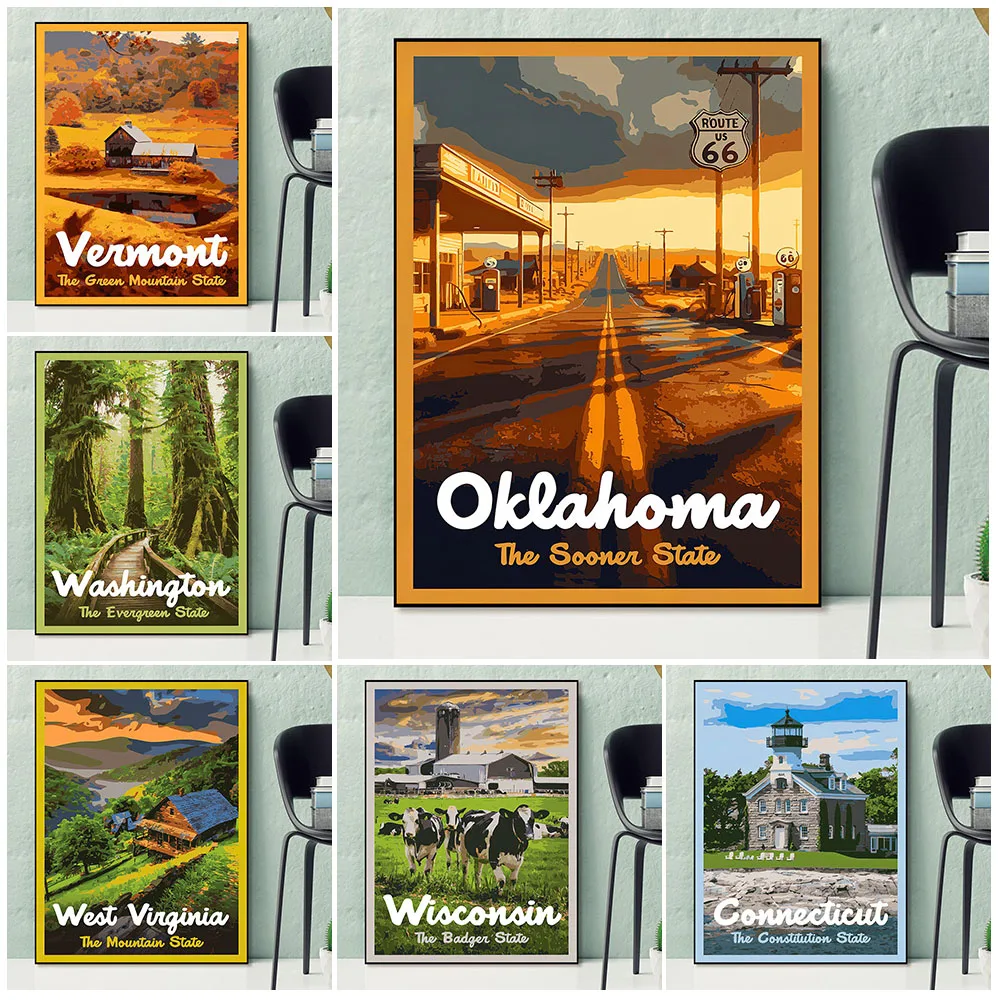 Fifty States Us 50 Wall Art, Canvas Painting Vintage-Style Travel Poster And Print, American States Landscape Posters Decoration
Fifty States Us 50 Wall Art, Canvas Painting Vintage-Style Travel Poster And Print, American States Landscape Posters Decoration