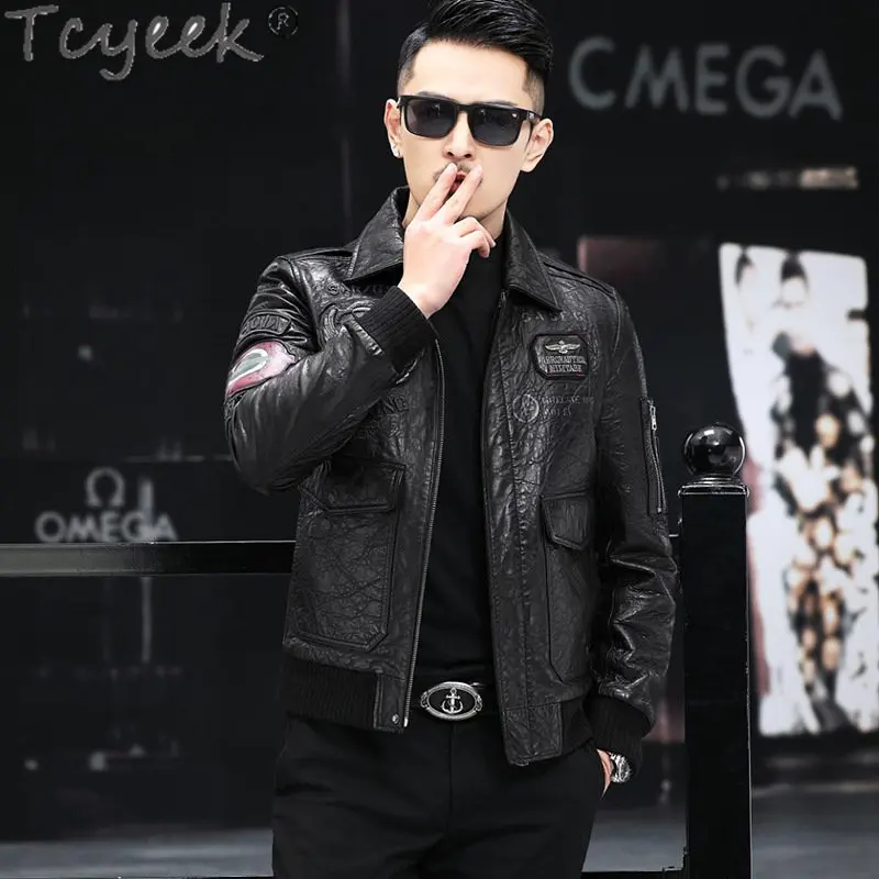 Tcyeek Spring Autumn Natural Genuine Leather Jacket Men Clothes Short Oil Wax Cowhide Jackets Green Fashion Sheepskin Coat Male
Tcyeek Spring Autumn Natural Genuine Leather Jacket Men Clothes Short Oil Wax Cowhide Jackets Green Fashion Sheepskin Coat Male