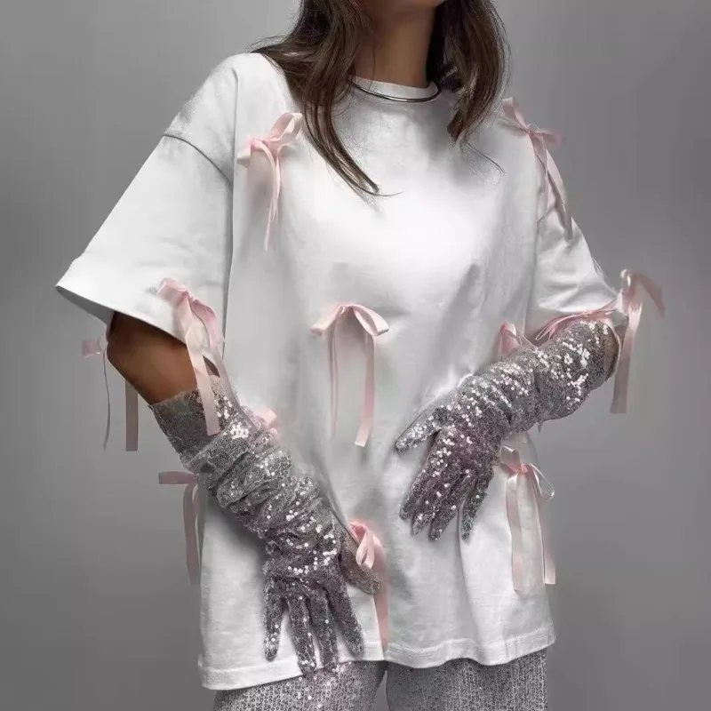 Bow Tops&Tees Women US Ru Korean 100% Cotton Summer Casual Short Sleeved T-shirt Color Montage Round Neck Loose Pullover Top New
Bow Tops&Tees Women US Ru Korean 100% Cotton Summer Casual Short Sleeved T-shirt Color Montage Round Neck Loose Pullover Top New