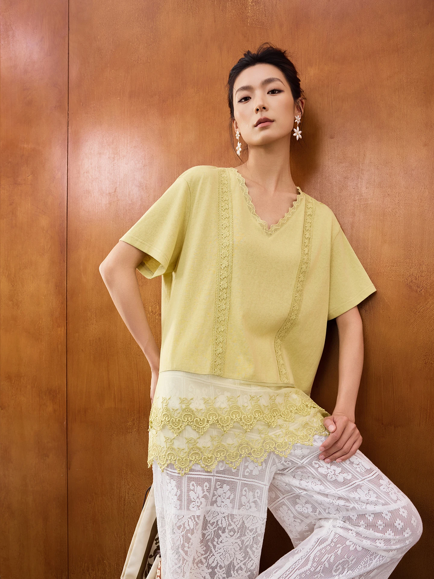 Jiancha Summer "Free Space" Loose Lace Splice V-ne T-irt Women's Commute Sle Polyester ort Sve Regular Thin
Jiancha Summer "Free Space" Loose Lace Splice V-ne T-irt Women's Commute Sle Polyester ort Sve Regular Thin