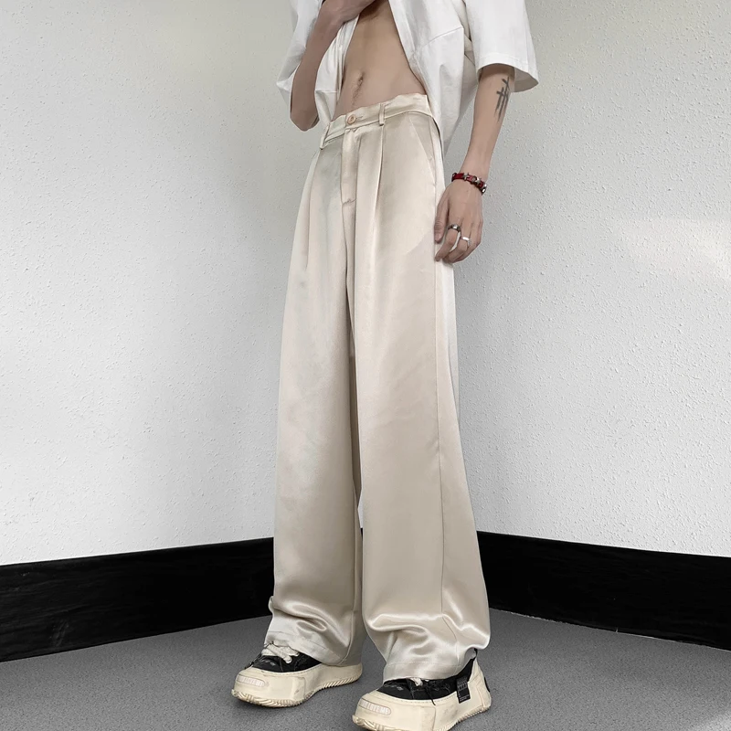 Брюки-харлан с высокой талией и прямыми штанинами из гладкого атласного шелка, повседневные, летние, охлаждающие, в пол, для мужчин и женщин
Брюки-харлан с высокой талией и прямыми штанинами из гладкого атласного шелка, повседневные, летние, охлаждающие, в пол, для мужчин и женщин