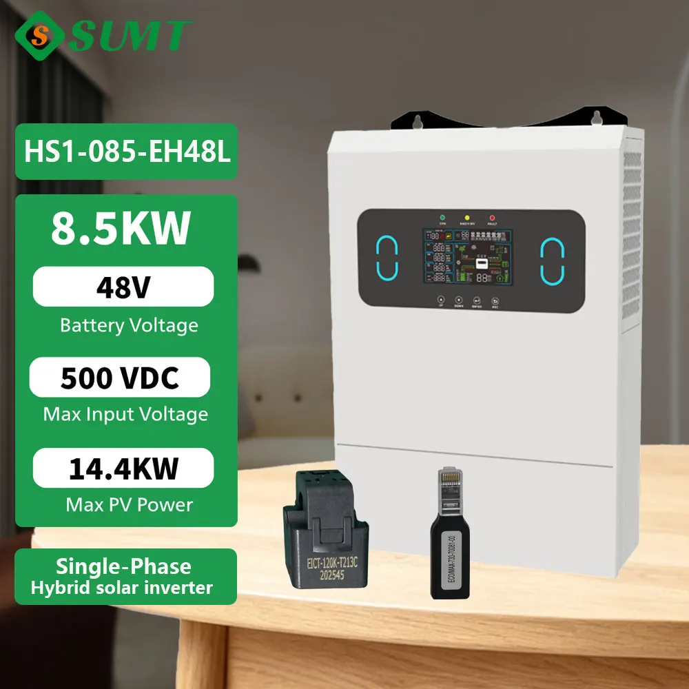 SUMT HS1 8.5kW Hybrid Solar Inverter 48V Dual MPPT 500V PV Input Off Grid Energy Storage Inverter for Home System
SUMT HS1 8.5kW Hybrid Solar Inverter 48V Dual MPPT 500V PV Input Off Grid Energy Storage Inverter for Home System