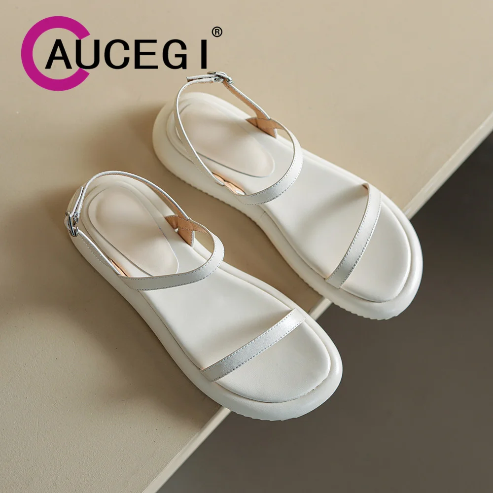 Aucegi Women Genuine Leather Gladiator Sandals Round Peep Toe Flats Botoom Concise New Brand Design Fashion Summer Casual Shoes
Aucegi Women Genuine Leather Gladiator Sandals Round Peep Toe Flats Botoom Concise New Brand Design Fashion Summer Casual Shoes