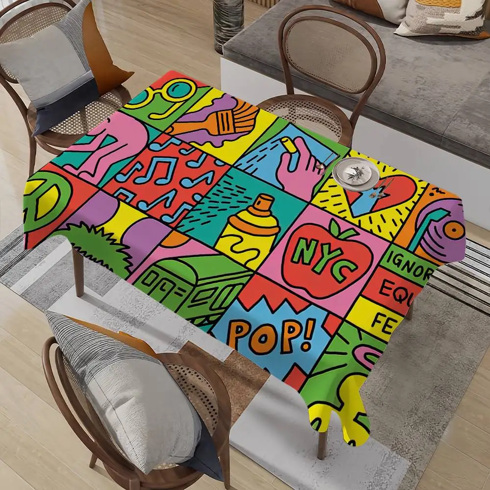 Fashion K-Keith H-Haring Art Table Cloth Stain Resistant Decorative Washable Tablecloths Birthday Party Dining table
Fashion K-Keith H-Haring Art Table Cloth Stain Resistant Decorative Washable Tablecloths Birthday Party Dining table