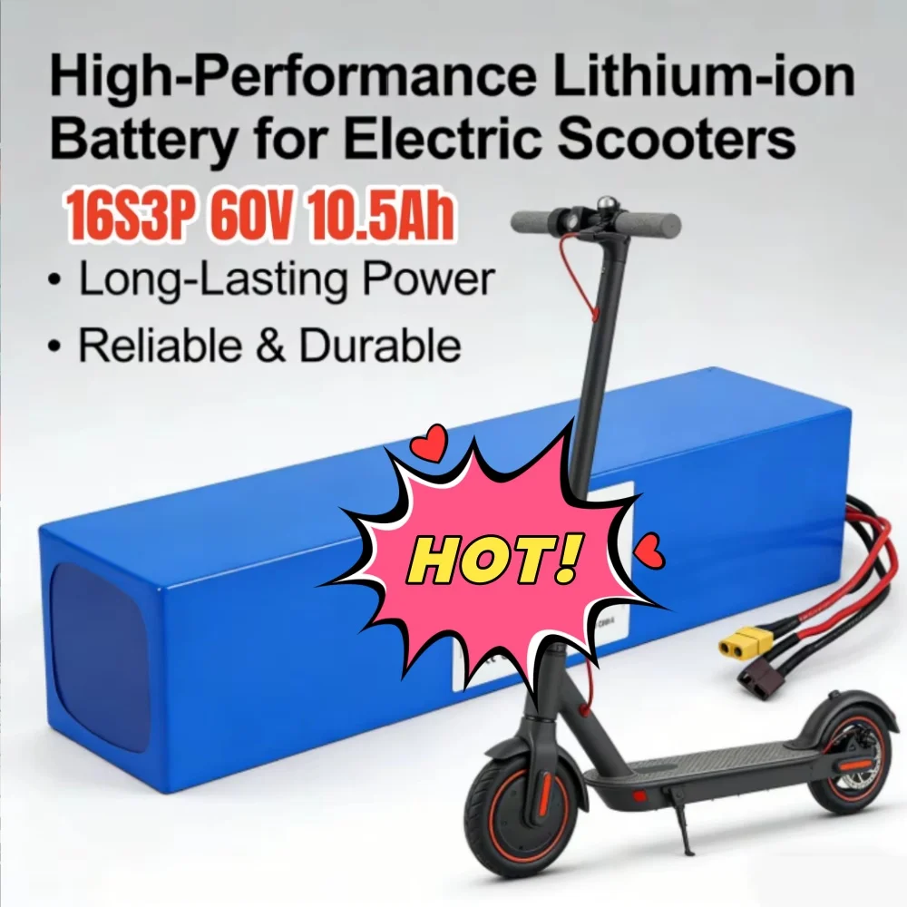 60V 16S3P 10500mAh High Capacity Rechargeable Lithium Battery Pack for Mountain Bike Electric Scooter
60V 16S3P 10500mAh High Capacity Rechargeable Lithium Battery Pack for Mountain Bike Electric Scooter