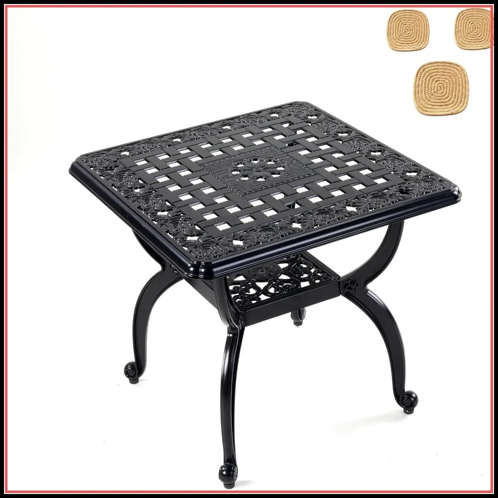 Rust-Resistant Cast Aluminum Side Table, Weather Resistant End Table for Patio, Backyard or Garden, Black 20.8x18.5 in
Rust-Resistant Cast Aluminum Side Table, Weather Resistant End Table for Patio, Backyard or Garden, Black 20.8x18.5 in