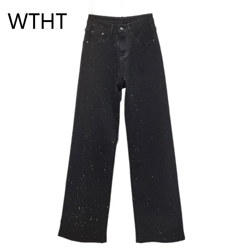WTHT 2025 Spring Fashion Heavy Industry Diamond Straight Jeans New Trendy High Waist Casual Denim Trousers Female 1LS726 
WTHT 2025 Spring Fashion Heavy Industry Diamond Straight Jeans New Trendy High Waist Casual Denim Trousers Female 1LS726