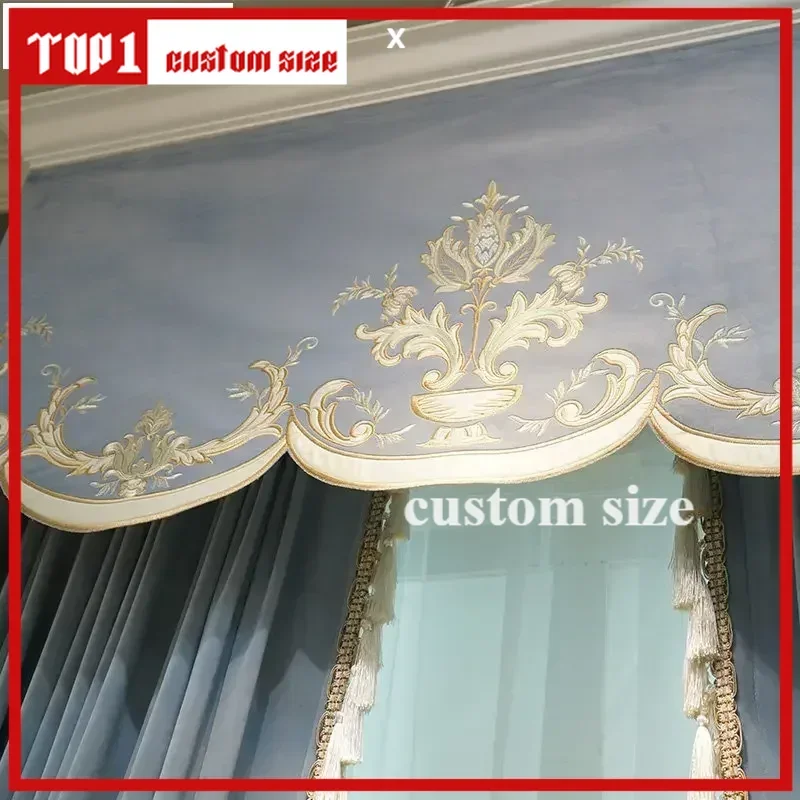 Modern European Luxury Curtains For Living Room Bedroom Blue Velvet Spliced Tassel Curtain Flat Valance Embroidered Tulle Custom
Modern European Luxury Curtains For Living Room Bedroom Blue Velvet Spliced Tassel Curtain Flat Valance Embroidered Tulle Custom