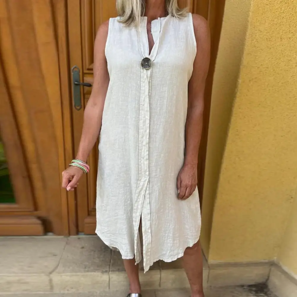 V-neck Dress Stylish V Neck Midi Dress for Women Solid Color Loose Fit with Button Detail Split Hem for Wear Leisure Solid Color
V-neck Dress Stylish V Neck Midi Dress for Women Solid Color Loose Fit with Button Detail Split Hem for Wear Leisure Solid Color