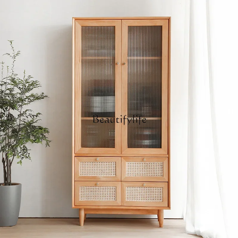 P12Japanese-style simple solid wood bookcase Nordic rattan living room log storage cabinet
P12Japanese-style simple solid wood bookcase Nordic rattan living room log storage cabinet