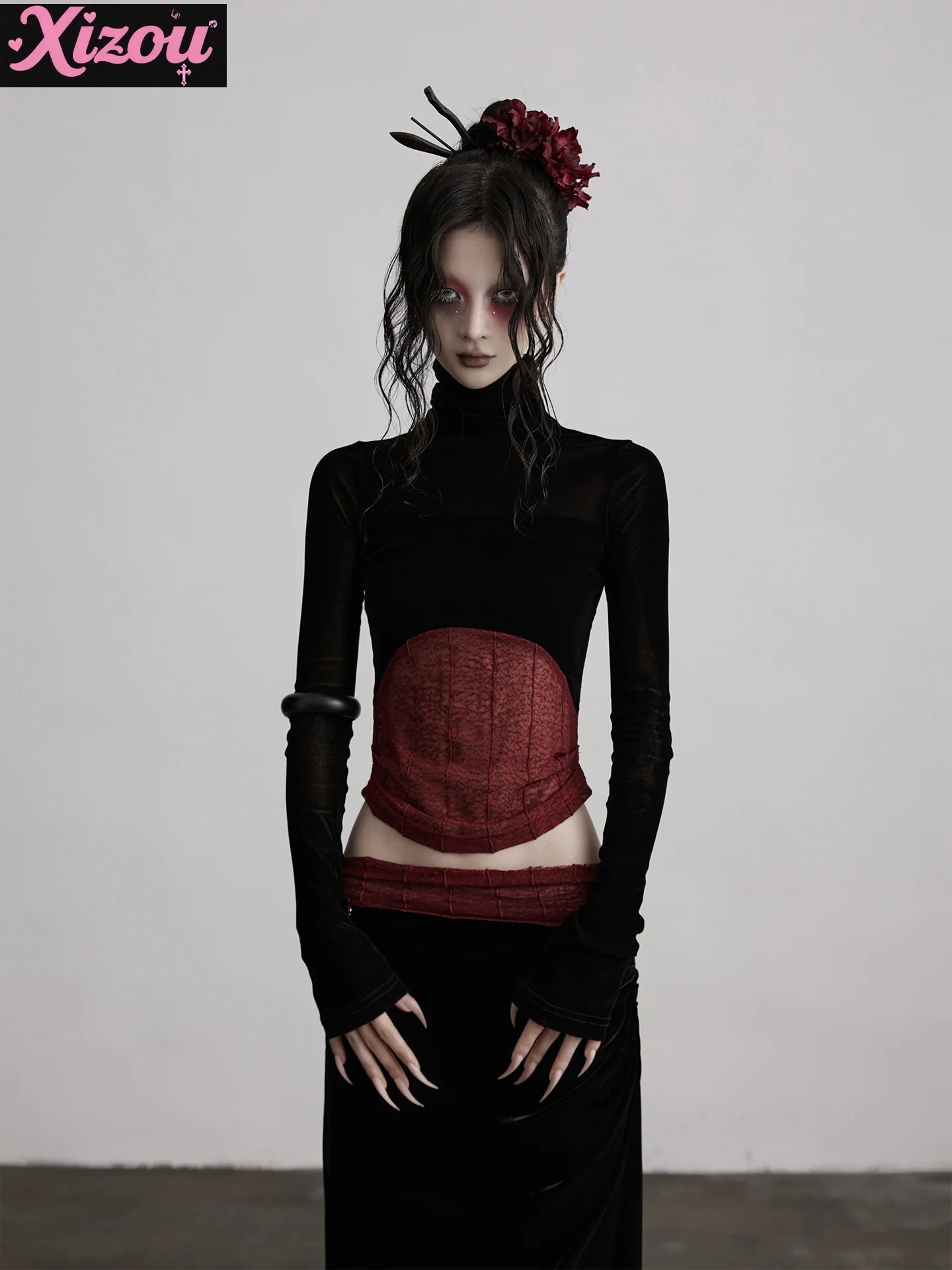 Velvet Black Red Splicing Turtleneck Slim-fitting Long-sleeved T-shirt Women's Top Short 2025 Autumn Senior Bottoming Shirt Girl
Velvet Black Red Splicing Turtleneck Slim-fitting Long-sleeved T-shirt Women's Top Short 2025 Autumn Senior Bottoming Shirt Girl