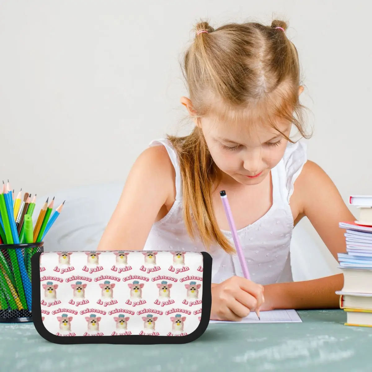 Furby Existence Is Pain Pencil Cases Pen Holder Large Storage Pen Box Pencil Bag for Students School
Furby Existence Is Pain Pencil Cases Pen Holder Large Storage Pen Box Pencil Bag for Students School