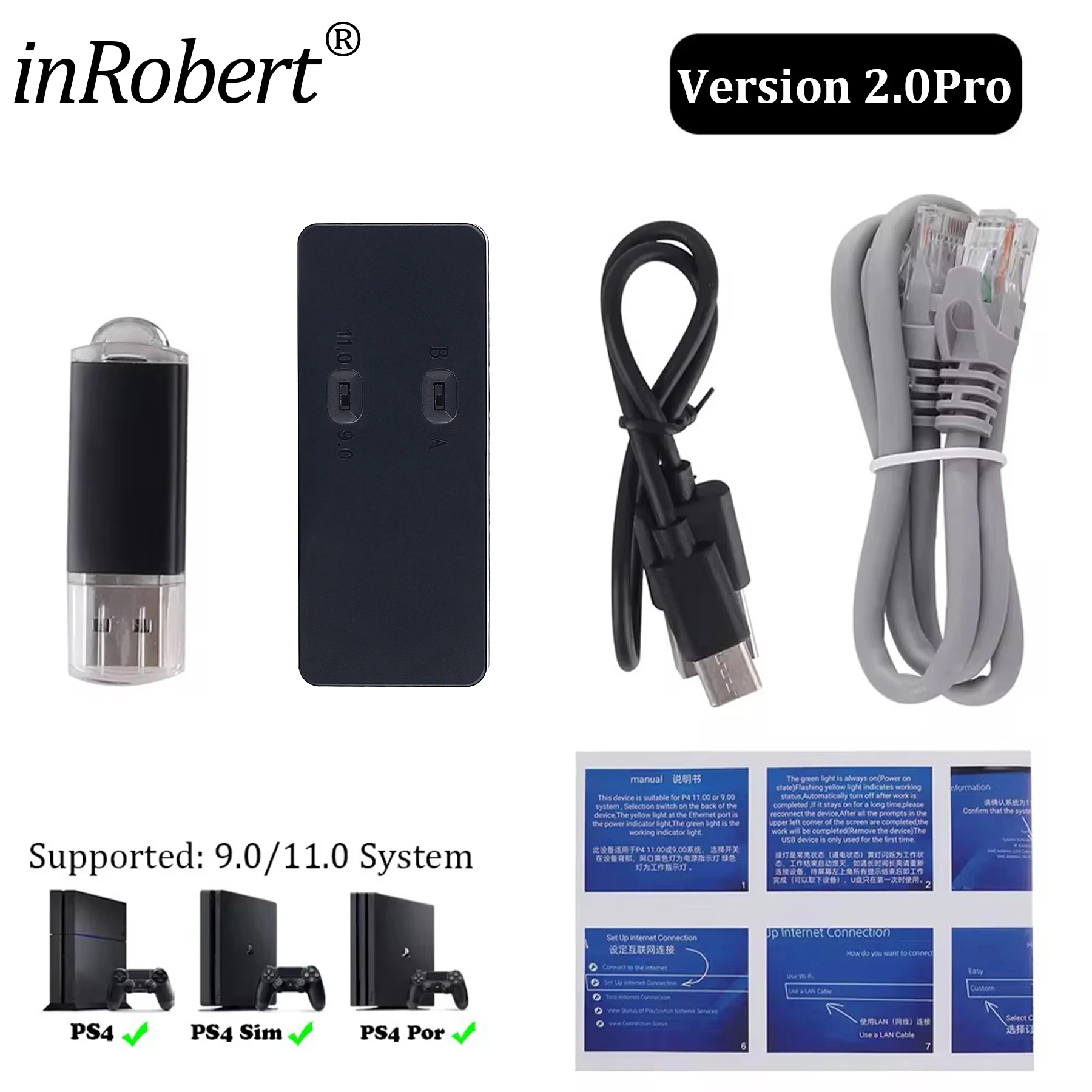 Game Accessories One-Key JB Tool Mod Kit For PS4 FW 9.0 11.0 System USB Dongle USB Adapter With Ethernet Type-C Cable
Game Accessories One-Key JB Tool Mod Kit For PS4 FW 9.0 11.0 System USB Dongle USB Adapter With Ethernet Type-C Cable