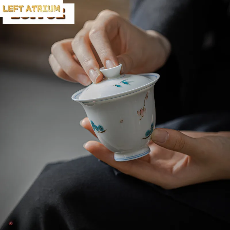100ml Hand-painted High Footed Gaiwan Handmade Thin Bodied Jade Clay Ceramic Tea Tureen Tea Making Cover Bowl For Tea Supplies
100ml Hand-painted High Footed Gaiwan Handmade Thin Bodied Jade Clay Ceramic Tea Tureen Tea Making Cover Bowl For Tea Supplies