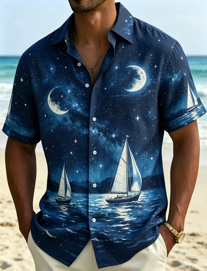 Men's Energetic Natural Coastal Printed Short Sleeved shirt, Exotic And Relaxed style, For Beach Strolls And Summer Vacations
Men's Energetic Natural Coastal Printed Short Sleeved shirt, Exotic And Relaxed style, For Beach Strolls And Summer Vacations